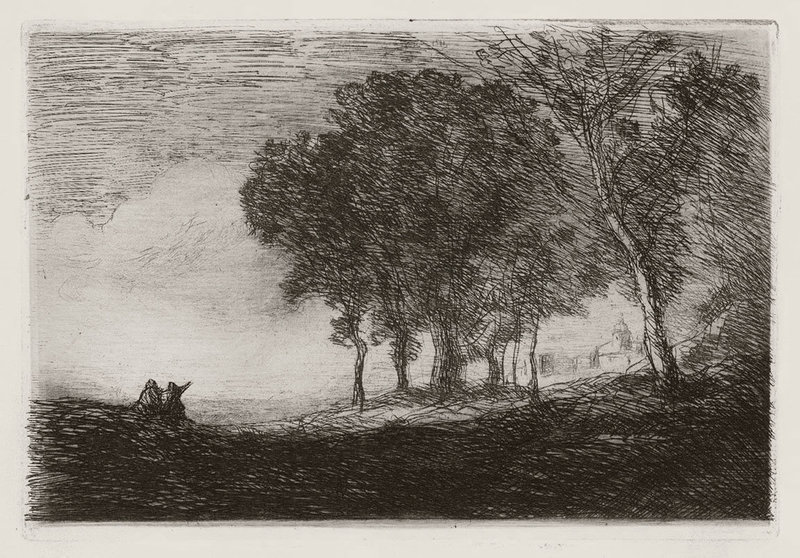 Jean Baptiste Camille Corot, Etching &quot;Paysage d'Italie&quot;