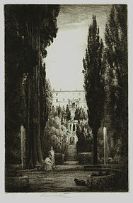 Percival Gaskell, Etching, "In the Garden," c. 1930