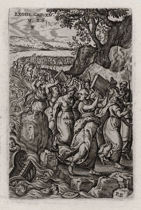 Hieronymus Wierix, Engraving &quot;Moses and the Israelites&quot;