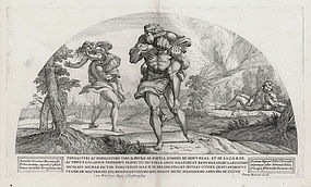 Nicolas Mignard, Etching "Odysseus Escaping Polyphemus"