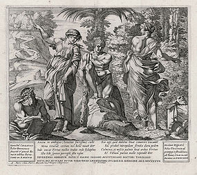 Nicolas Mignard, Etching "Athena Advises Odysseus" 1637