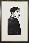 Leonard Baskin, Woodcut, "Self Portrait as a Priest"