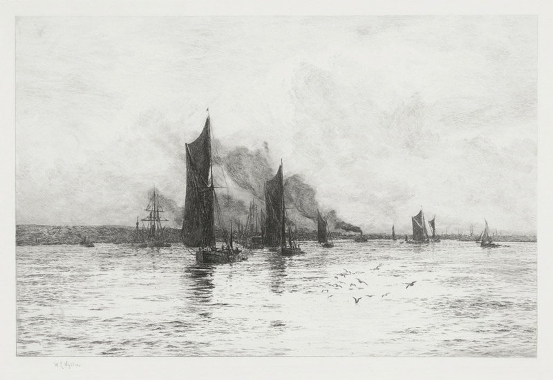 William Wyllie, Etching, Departure of the Fishing Boats