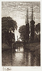 Charles Mielatz, Etching, "The Old Watermill" 1886