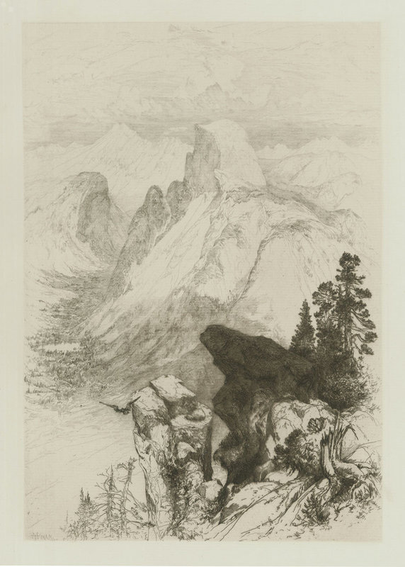 Thomas Moran, Etching, &quot;The Half Dome- View From Moran Point&quot; 1887