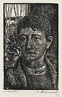 Albert Abramovitz, Linocut, "Worker's Head"