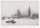 Rowland Langmaid, etching, "Westminster" c. 1930