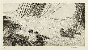 Arthur J. T. Briscoe, etching, "Flooded Decks" 1931