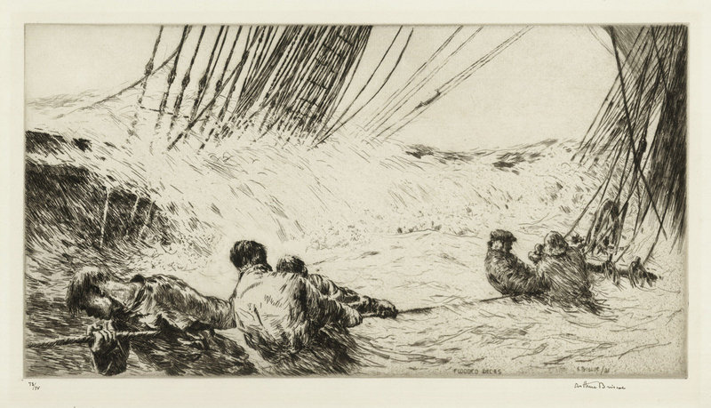 Arthur J. T. Briscoe, etching, &quot;Flooded Decks&quot; 1931