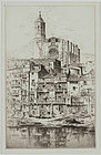 John Taylor Arms, etching, "Gerona" 1925