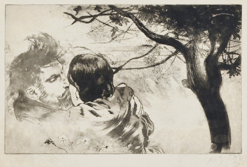 Louis Legrand, etching, &quot;Sous les Figuires (Beneath the Fig Trees)&quot;