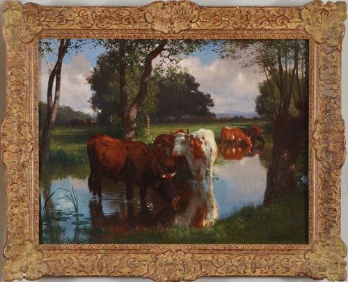 Auguste Bonheur, oil on canvas, "The Summer Pasture" c. 1860
