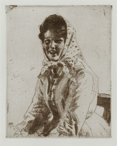 Anders Zorn, etching, "Skerikulla" 1912