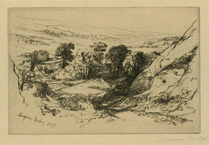 Sir Francis Seymour Haden, etching, Nine Barrow Down, 1877.