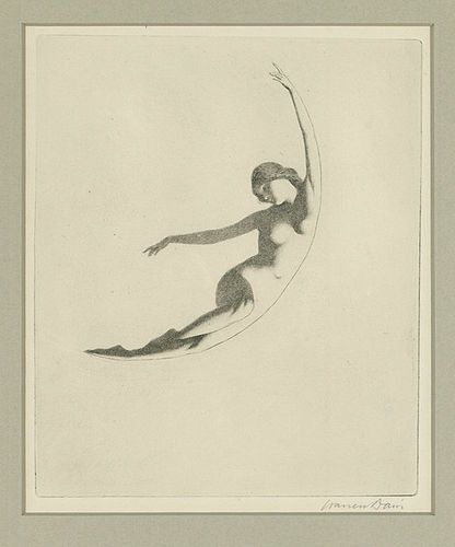 Warren Davis, etching, Nude Female Figure, 425.00