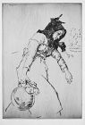 Edmund Blampied, etching, "Jersey Milkmaid"