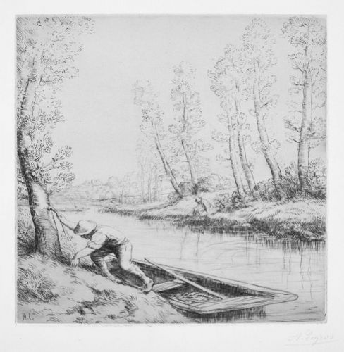 Alphonse Legros, etching, "Le Matin sur la Rivière"