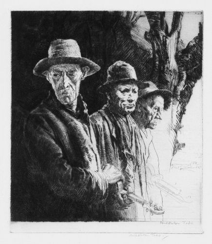 Arthur R. Middleton Todd, etching, "Strolling Players"
