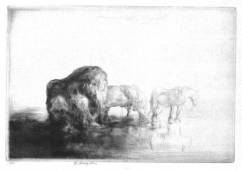 Edmund Blampied, etching, "A Jersey Shore"