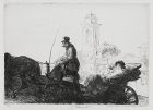 Edmund Blampied, etching, "En Promenade"