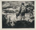 John Costigan etching, Boy with Cows