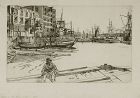 Whistler etching, Eagle Wharf 1859