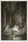 Kerr Eby etching, Light in the Woods