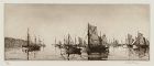 Arthur Briscoe etching,  Brixham Trawlers 1929