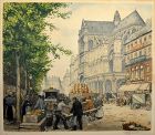 T.F. Simon etching, Les Halles Et L'Eglise, Paris