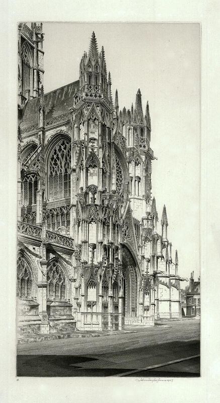 John Taylor Arms etching, Memento Vivere, Notre Dame