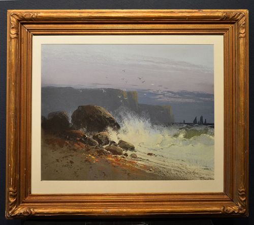 Clarence Braley pastel, sea scape, framed