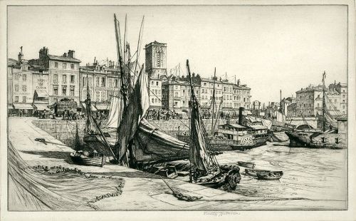 Stanley Anderson etching, Quai Duperre, 1928