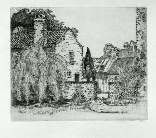 Alfred Hutty etching, My Charleston Studio, pencil signed
