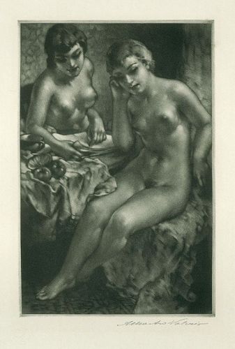 Mezzotint by Mastro-Valerio, Morning Paper, 1941