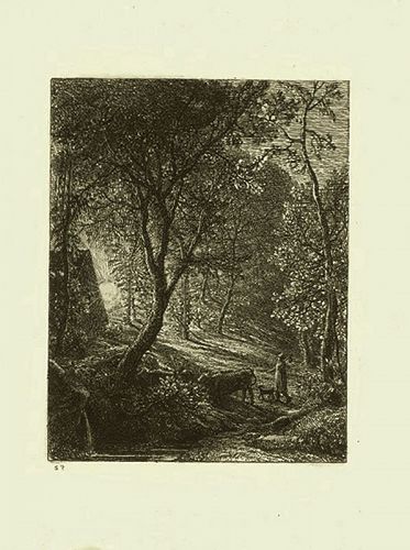 Samuel Palmer etching, Herdsman Cottage, 1850