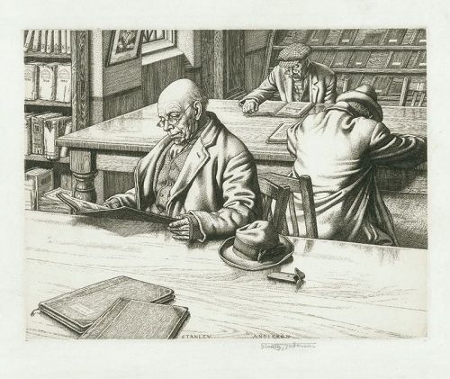 Stanley Anderson engraving, The Reading Room, 1931
