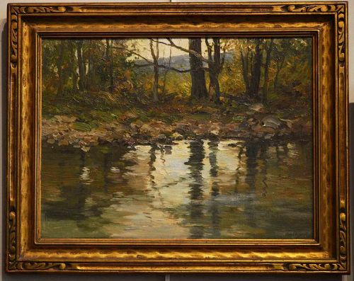 Charles Gruppe oil on board, River View, signed