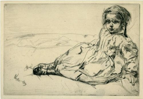 James Whistler etching Bibi Valentin, 1859