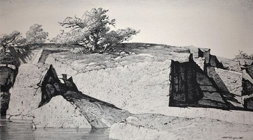 Original Stow Wengenroth drawing, Rock Shadows, 1970