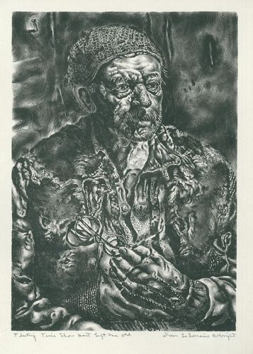 Ivan Albright lithograph, Fleeting Time Thou Hast Left Me Old
