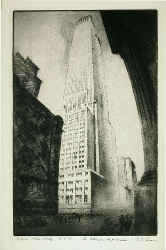 Gottlob Briem etching, Empire State Building