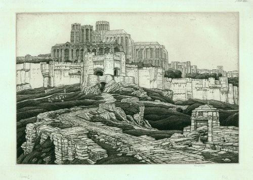 Frederick Griggs etching, Sarras