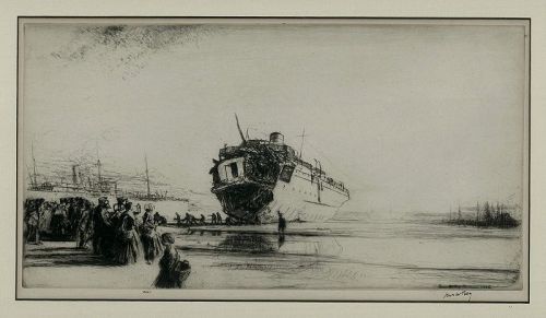 James Mcbey etching, The Sussex, 1916