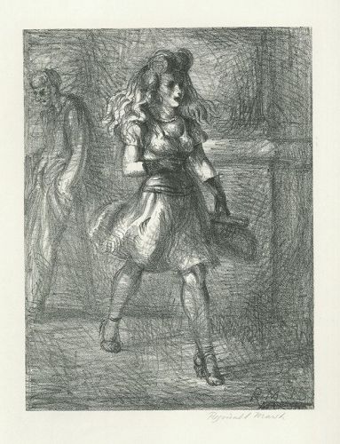 Reginald Marsh lithograph, Girl Walking, 1945
