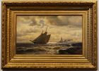 Maurits De Haas painting, Sailing ships, signed, framed