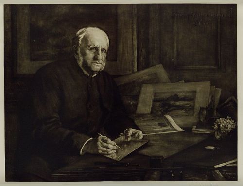 Frank Short portrait of Seymour Haden, mezzotint, signed