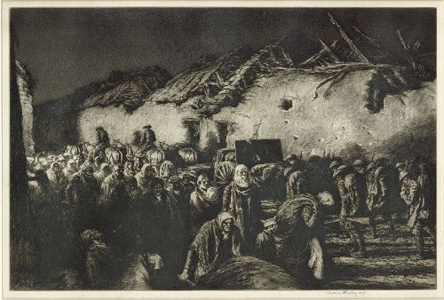 Kerr Eby etching, Refugees, 1935