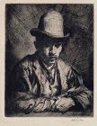 Augustus John etching, Benjamin Evans, pencil signed