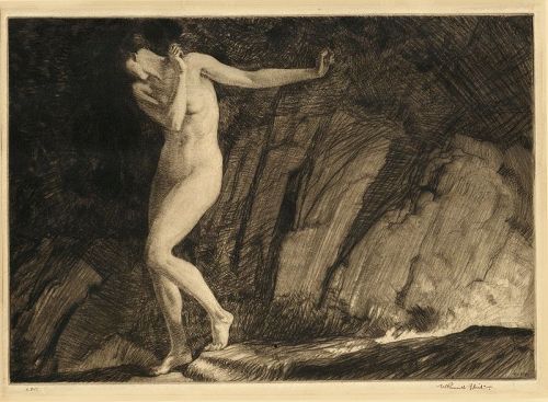 William Russell Flint etching, Eve, 1930, pencil signed