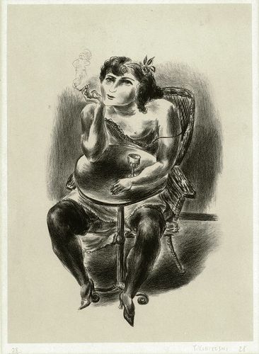 Yasuo Kuniyoshi, Girl at table, 1928, lithograph